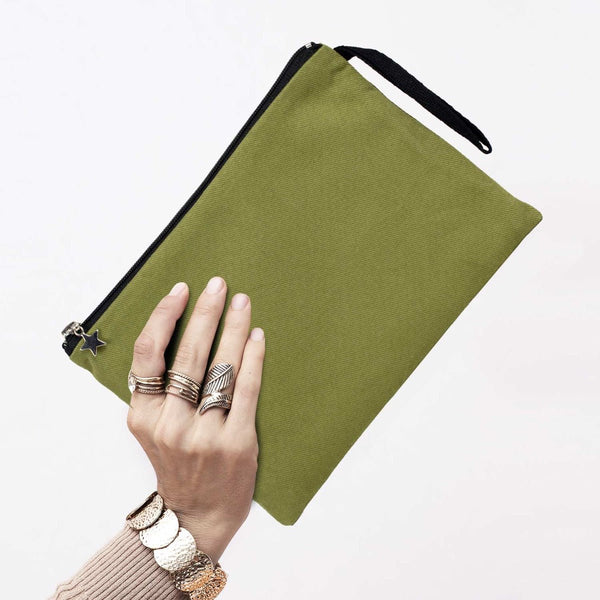 Zippered Clutch Bag – Green – 10" × 7" (25 × 18 cm) - 10 oz - Pamusan.com