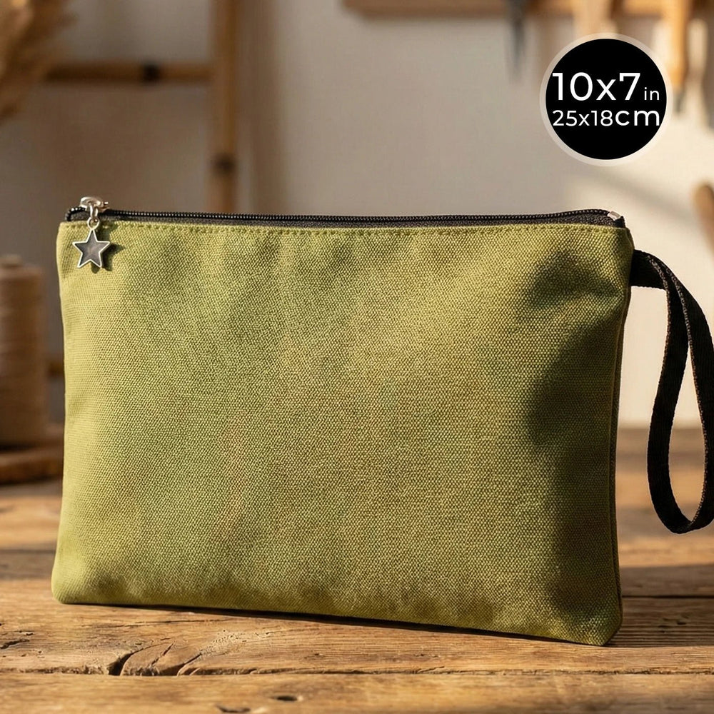 Zippered Clutch Bag – Green – 10" × 7" (25 × 18 cm) - 10 oz - Pamusan.com