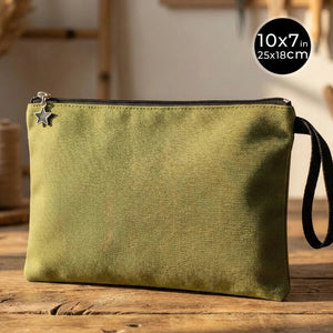 Zippered Clutch Bag – Green – 10" × 7" (25 × 18 cm) - 10 oz - Pamusan.com