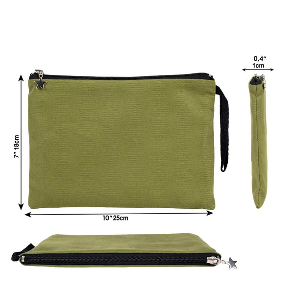 Zippered Clutch Bag – Green – 10" × 7" (25 × 18 cm) - 10 oz - Pamusan.com