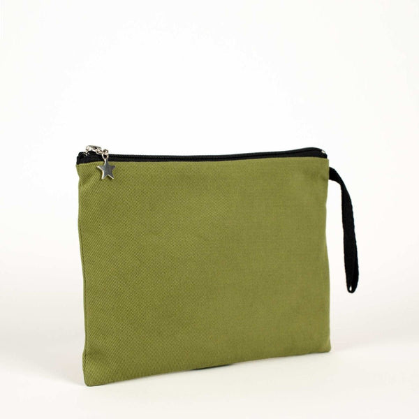 Zippered Clutch Bag – Green – 10" × 7" (25 × 18 cm) - 10 oz - Pamusan.com