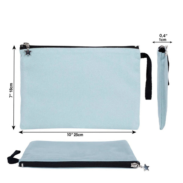Zippered Clutch Bag – Light Blue – 10" × 7" (25 × 18 cm) - 10 oz - Pamusan.com
