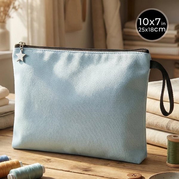 Zippered Clutch Bag – Light Blue – 10" × 7" (25 × 18 cm) - 10 oz - Pamusan.com