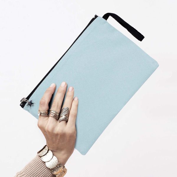 Zippered Clutch Bag – Light Blue – 10" × 7" (25 × 18 cm) - 10 oz - Pamusan.com