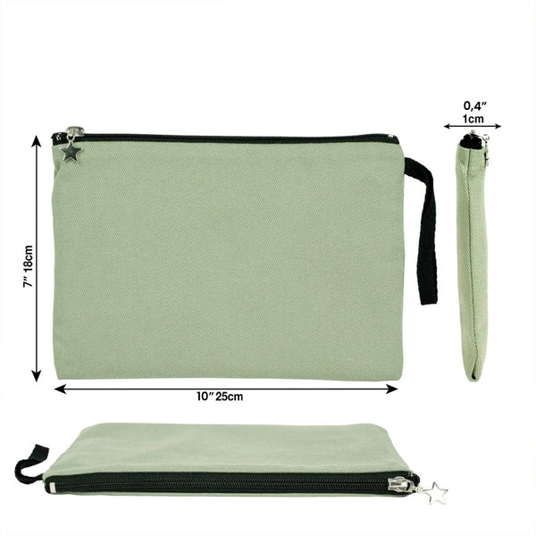 Zippered Clutch Bag – Mint Green – 10" × 7" (25 × 18 cm) - 10 oz - Pamusan.com