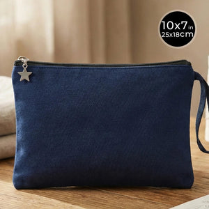 Zippered Clutch Bag – Navy Blue – 10" × 7" (25 × 18 cm) - 10 oz - Pamusan.com