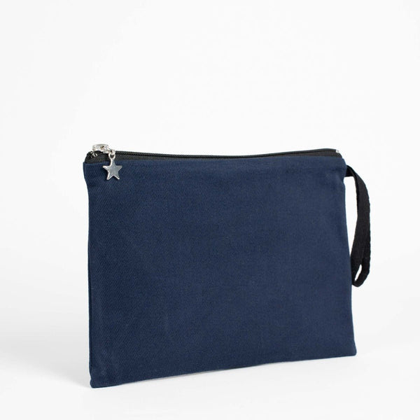 Zippered Clutch Bag – Navy Blue – 10" × 7" (25 × 18 cm) - 10 oz - Pamusan.com