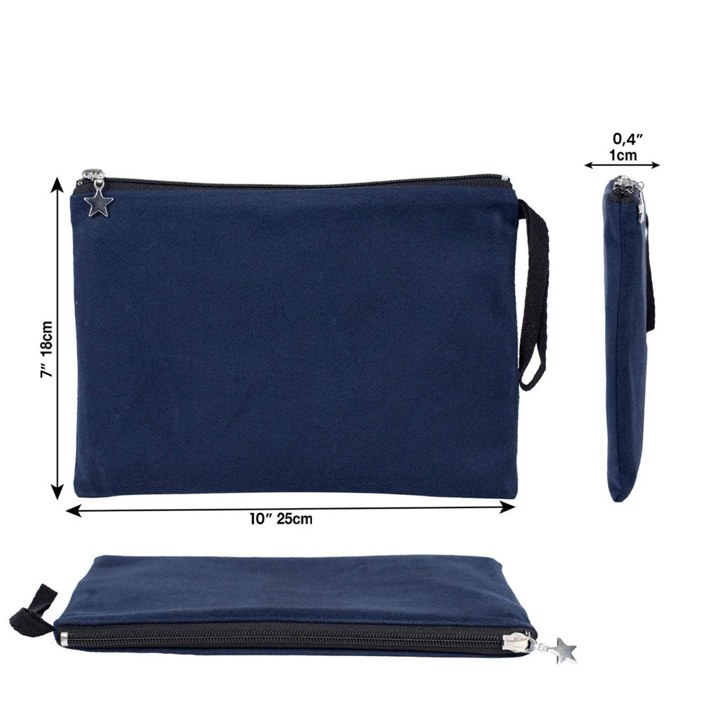 Zippered Clutch Bag – Navy Blue – 10" × 7" (25 × 18 cm) - 10 oz - Pamusan.com