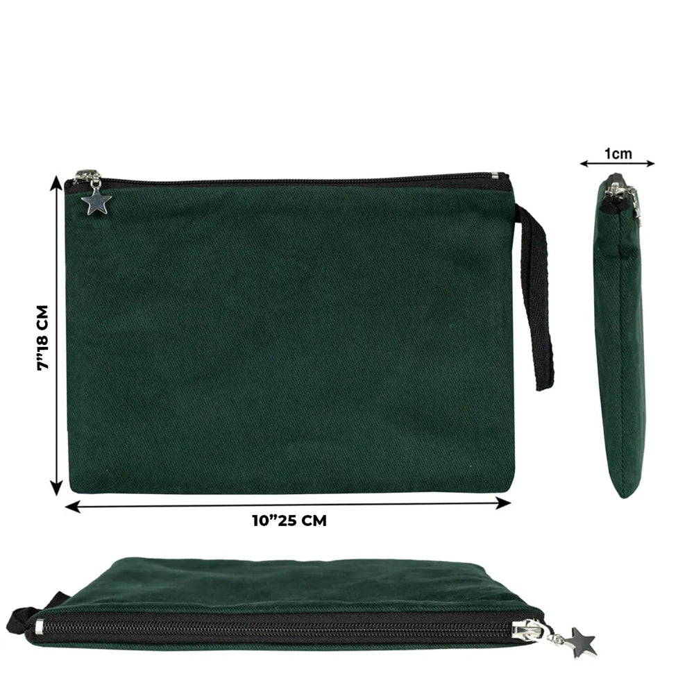 Zippered Clutch Bag – Pine Green – 10" × 7" (25 × 18 cm) - Pamusan.com