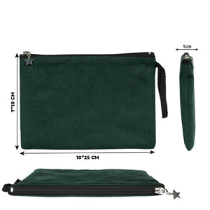 Zippered Clutch Bag – Pine Green – 10" × 7" (25 × 18 cm) - Pamusan.com