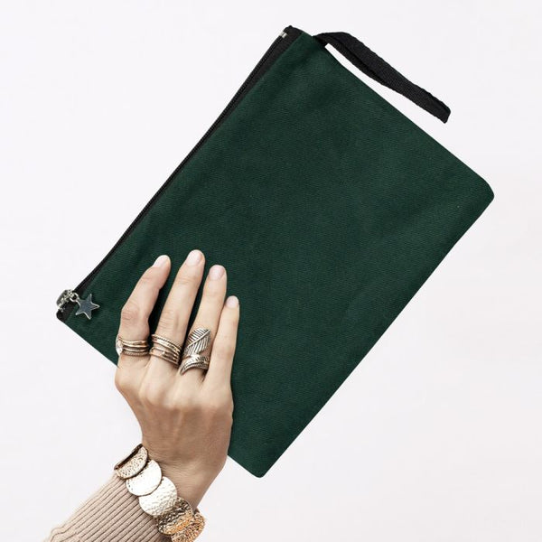 Zippered Clutch Bag – Pine Green – 10" × 7" (25 × 18 cm) - Pamusan.com