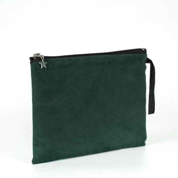 Zippered Clutch Bag – Pine Green – 10" × 7" (25 × 18 cm) - Pamusan.com