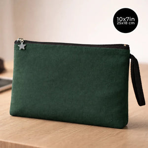 Zippered Clutch Bag – Pine Green – 10" × 7" (25 × 18 cm) - Pamusan.com