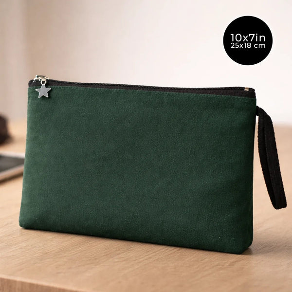 Zippered Clutch Bag – Pine Green – 10" × 7" (25 × 18 cm) - Pamusan.com
