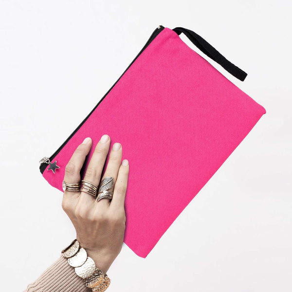 Zippered Clutch Bag – Pink – 10" × 7" (25 × 18 cm) - 10 oz - Pamusan.com