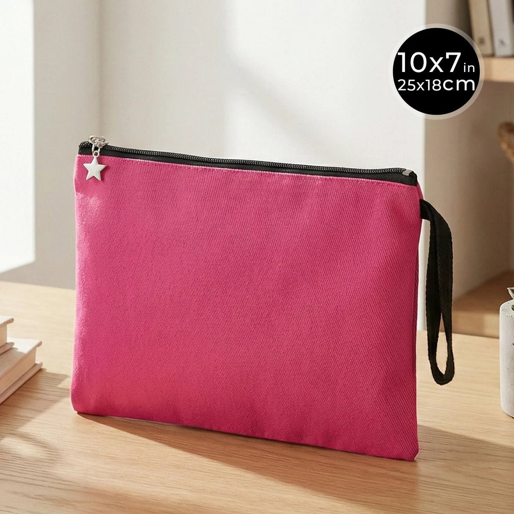 Zippered Clutch Bag – Pink – 10" × 7" (25 × 18 cm) - 10 oz - Pamusan.com