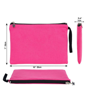 Zippered Clutch Bag – Pink – 10" × 7" (25 × 18 cm) - 10 oz - Pamusan.com