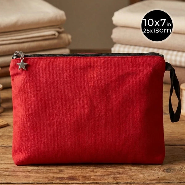 Zippered Clutch Bag – Red – 10" × 7" (25 × 18 cm) - 10 oz - Pamusan.com