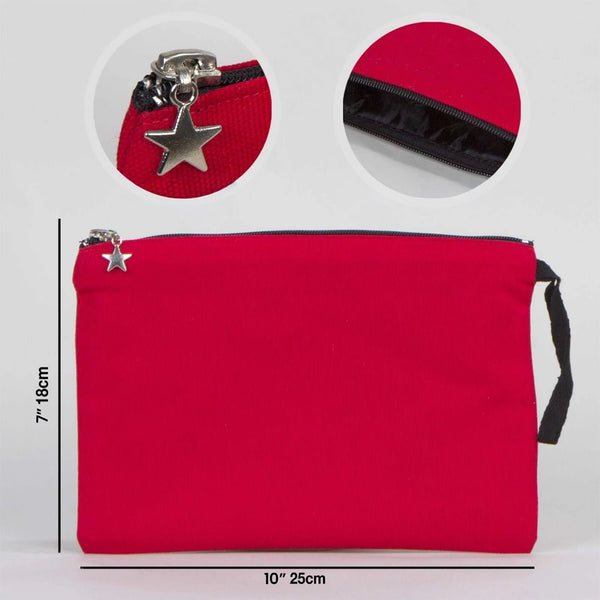 Zippered Clutch Bag – Red – 10" × 7" (25 × 18 cm) - 10 oz - Pamusan.com