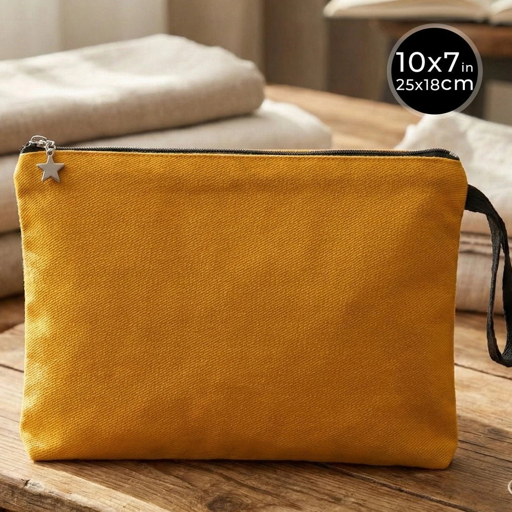 Zippered Clutch Bag – Yellow – 10" × 7" (25 × 18 cm) - 10 oz - Pamusan.com