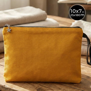 Zippered Clutch Bag – Yellow – 10" × 7" (25 × 18 cm) - 10 oz - Pamusan.com