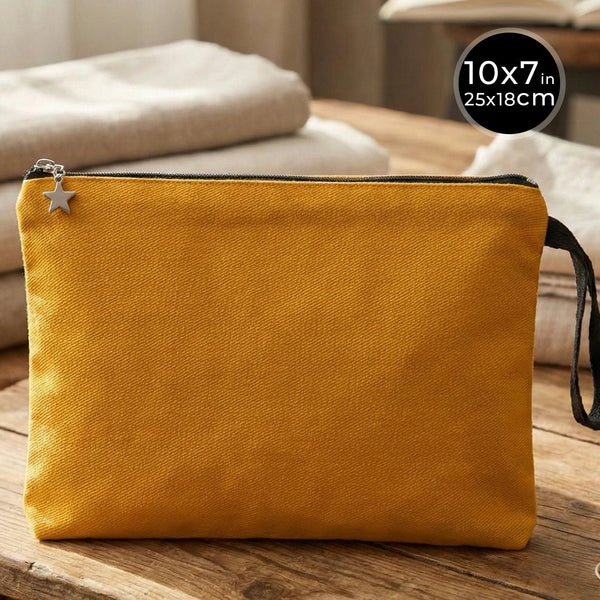 Zippered Clutch Bag – Yellow – 10" × 7" (25 × 18 cm) - 10 oz - Pamusan.com
