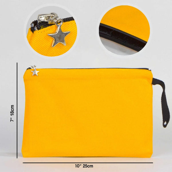Zippered Clutch Bag – Yellow – 10" × 7" (25 × 18 cm) - 10 oz - Pamusan.com