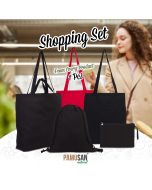 Black Fabric Shopping Bag Set