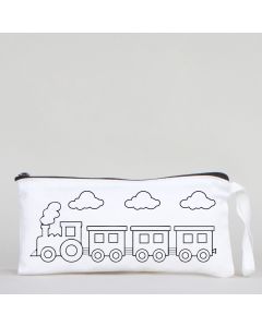 Dyeable Fabric Pencil Case - Train