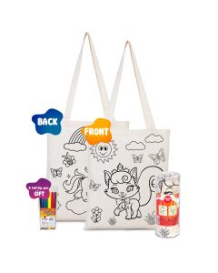 Dyeable Tote Bag & Felt-tip Pen - Cat & Unicorn