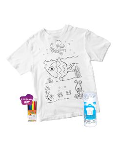 Dyeing T-shirt & Felt-tip Pen - Fish Printed