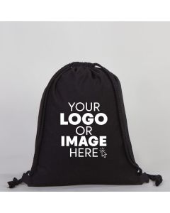 Fabric Drawstring Backpack Black 35x40 cm (Customize)