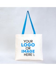 Gabardine Tote Bags With Turquoise Color Handles 40x35cm