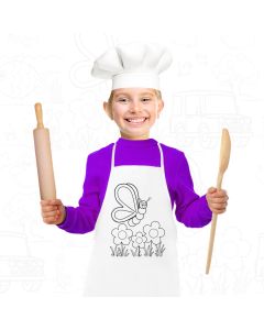Cotton Kids Apron for Coloring | Butterfly - Children Activity