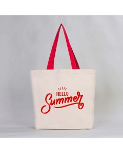 Cotton Canvas Beach Bag Red Handle 48x41x10 cm (Customize)