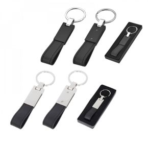METAL FAUX LEATHER KEYCHAIN SINGLE-SIDED