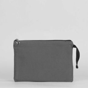 Anthracite Clutch Canvas Lined Bag - 25x18 cm 