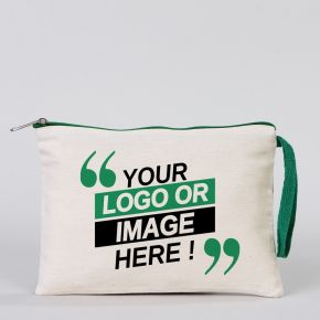 Clutch Bag 21x15 cm - Green Zippered (Customize)