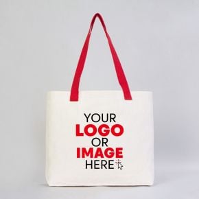 Canvas Tote Bag With Webbing Handles Red 45x35x8 cm - With Inner Pocket