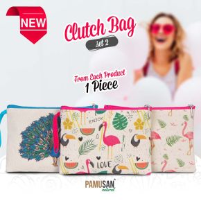 Clutch Bag Set - Flamingo Printed