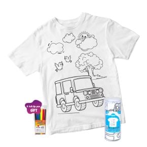 Dyeable T-shirt & Felt-tip Pen - Car Printed