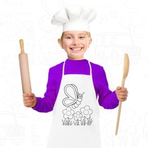 Cotton Kids Apron for Coloring | Butterfly - Children Activity