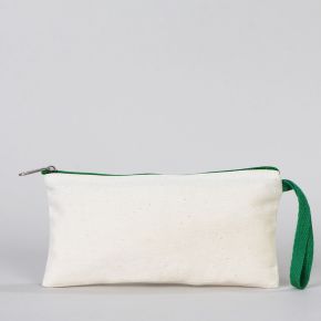 Fabric Pencil Case - Green Zippered 21x10 cm 