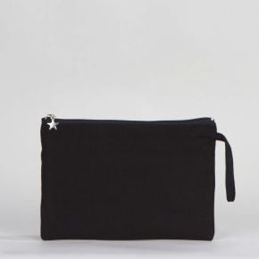 Black Clutch Canvas Bag Lined - 25x18 cm