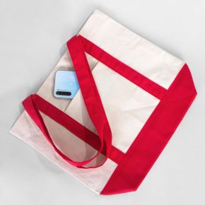 Trend Canvas Bag With Red Color Handles 40x35x12cm