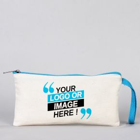 Fabric Pencil Case - Turquoise Zippered 21x10 cm (Customize)